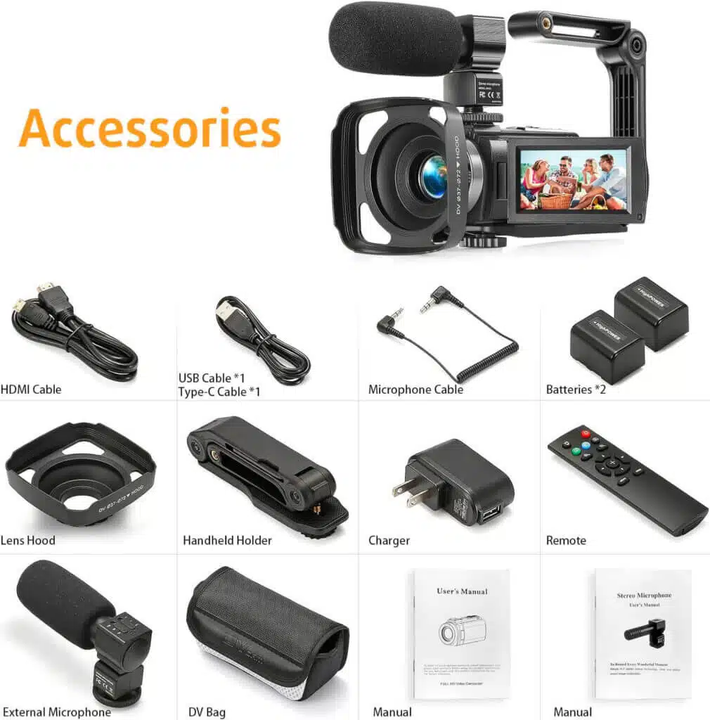 Accessories Overview for FULL HD Video Camcorder